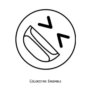 Image à colorier d'un emoji de visage heureux qui rit
