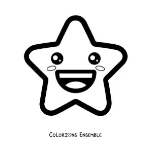 Image à colorier d'un emoji d'étoile heureuse
