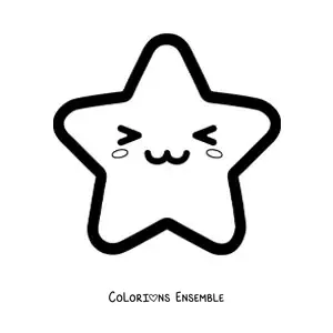 Image à colorier d'un emoji d'étoile heureuse kawaii