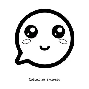 Image à colorier d'un emoji de visage heureux kawaii