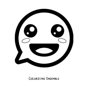 Image à colorier d'un emoji de visage souriant kawaii