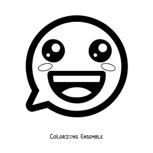Image à colorier d'un emoji de petit visage heureux kawaii animé