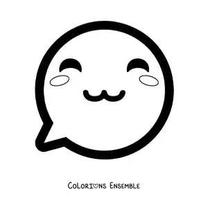 Image à colorier d'un emoji kawaii qui sourit