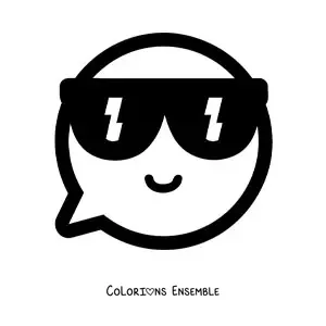 Image à colorier d'un emoji kawaii qui sourit avec des lunettes de soleil