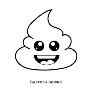 Image à colorier d'un emoji de petit caca heureux kawaii