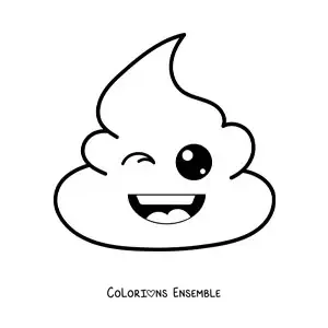 Image à colorier d'un emoji de petit caca heureux