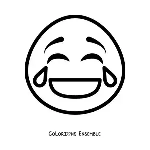 Image à colorier d'une émoticône de petit visage qui rit
