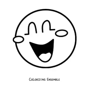 Image à colorier d'une émoticône de rire