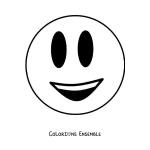 Image à colorier d'une émoticône de visage heureux