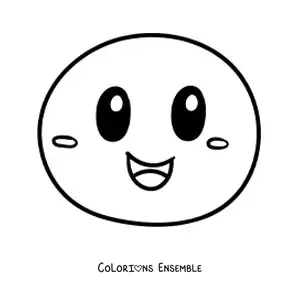 Image à colorier d'une émoticône de petit visage heureux