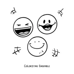 Image à colorier d'emojis de visages heureux