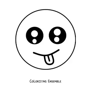 Image à colorier d'une émoticône de petit visage heureux kawaii