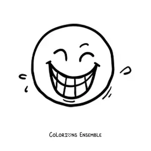Image à colorier d'une émoticône de visage qui rit