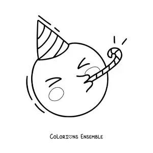 Image à colorier d'un emoji d'anniversaire