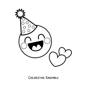 Image à colorier d'un emoji de joyeux anniversaire
