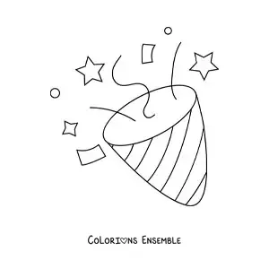 Image à colorier d'un emoji de cotillon de fête