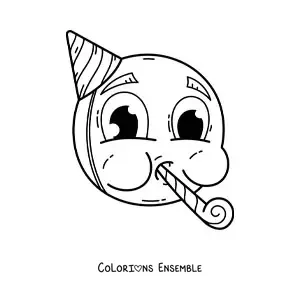 Image à colorier d'un emoji d'une personne qui fête son anniversaire