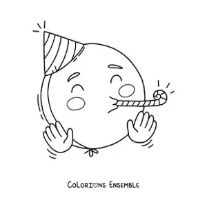 Image à colorier d'un emoji de célébration d'anniversaire