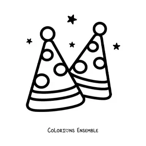 Image à colorier d'un emoji de chapeaux de fête d'anniversaire