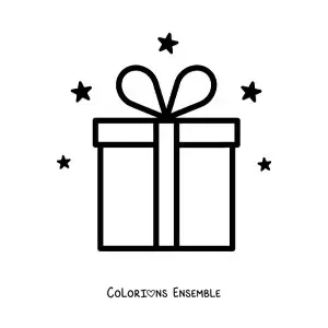 Image à colorier d'un emoji de cadeau d'anniversaire