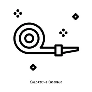 Image à colorier d'un emoji de sifflet de fête d'anniversaire