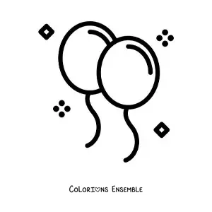 Image à colorier d'un emoji de ballons d'anniversaire