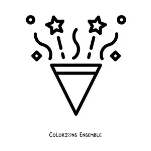 Image à colorier d'un emoji de cotillon de fête d'anniversaire