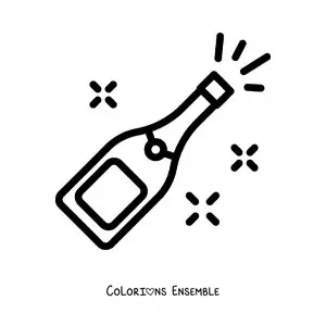 Image à colorier d'un emoji de champagne de fête