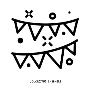 Image à colorier d'un emoji de décorations de fête d'anniversaire