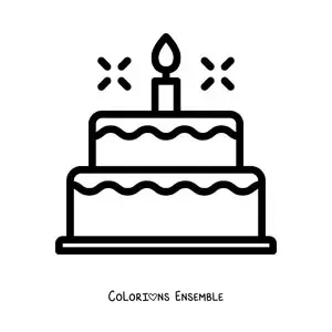Image à colorier d'un emoji de gâteau d'anniversaire