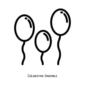 Image à colorier d'un emoji de ballons de fête
