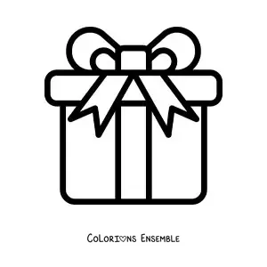 Image à colorier d'un emoji d'un grand cadeau d'anniversaire