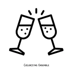 Image à colorier d'un emoji de toast d'anniversaire