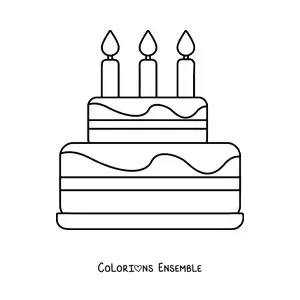 Image à colorier d'un emoji de tarte d'anniversaire