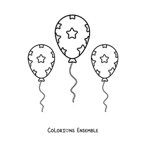 Image à colorier d'un emoji de ballons de fête