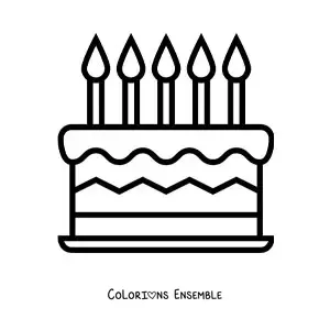 Image à colorier d'un emoji de gâteau d'anniversaire