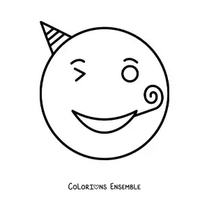 Image à colorier d'un emoji de fête