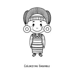 Image à colorier d'une femme maya