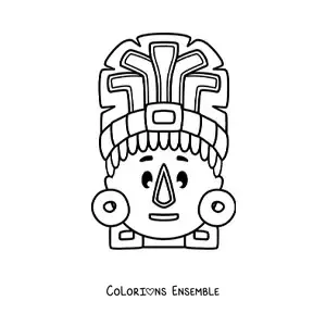 Image à colorier d'un masque maya