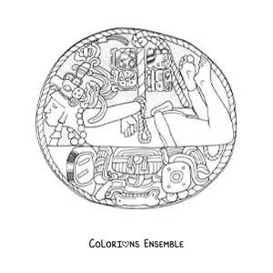 Image à colorier d'un sacrifice maya