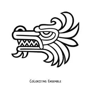 Image à colorier d'une sculpture maya