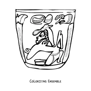 Image à colorier d'un vase maya