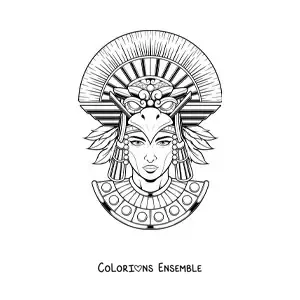 Image à colorier d'une femme avec une coiffe aztèque
