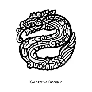 Image à colorier d'un serpent aztèque