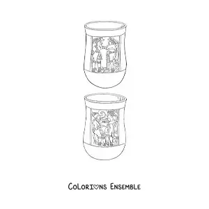 Image à colorier de vases aztèques