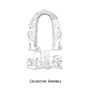 Image à colorier d'art aztèque