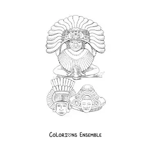 Image à colorier de sculptures aztèques
