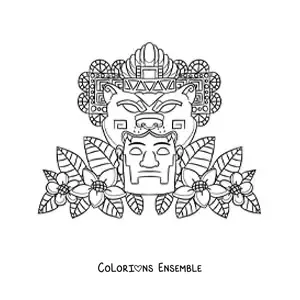 Image à colorier d'art de la civilisation aztèque