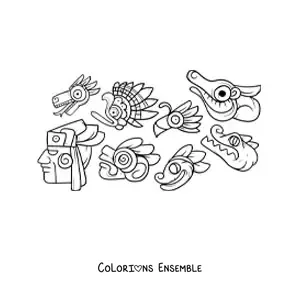 Image à colorier de dieux aztèques