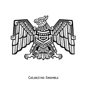 Coloriage d'une sculpture d'aigle aztèque